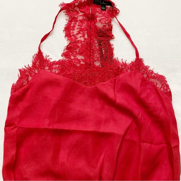 NWT Lulu’s Red Lace Trimmed Camisole Bodysuit - Picture 10 of 11